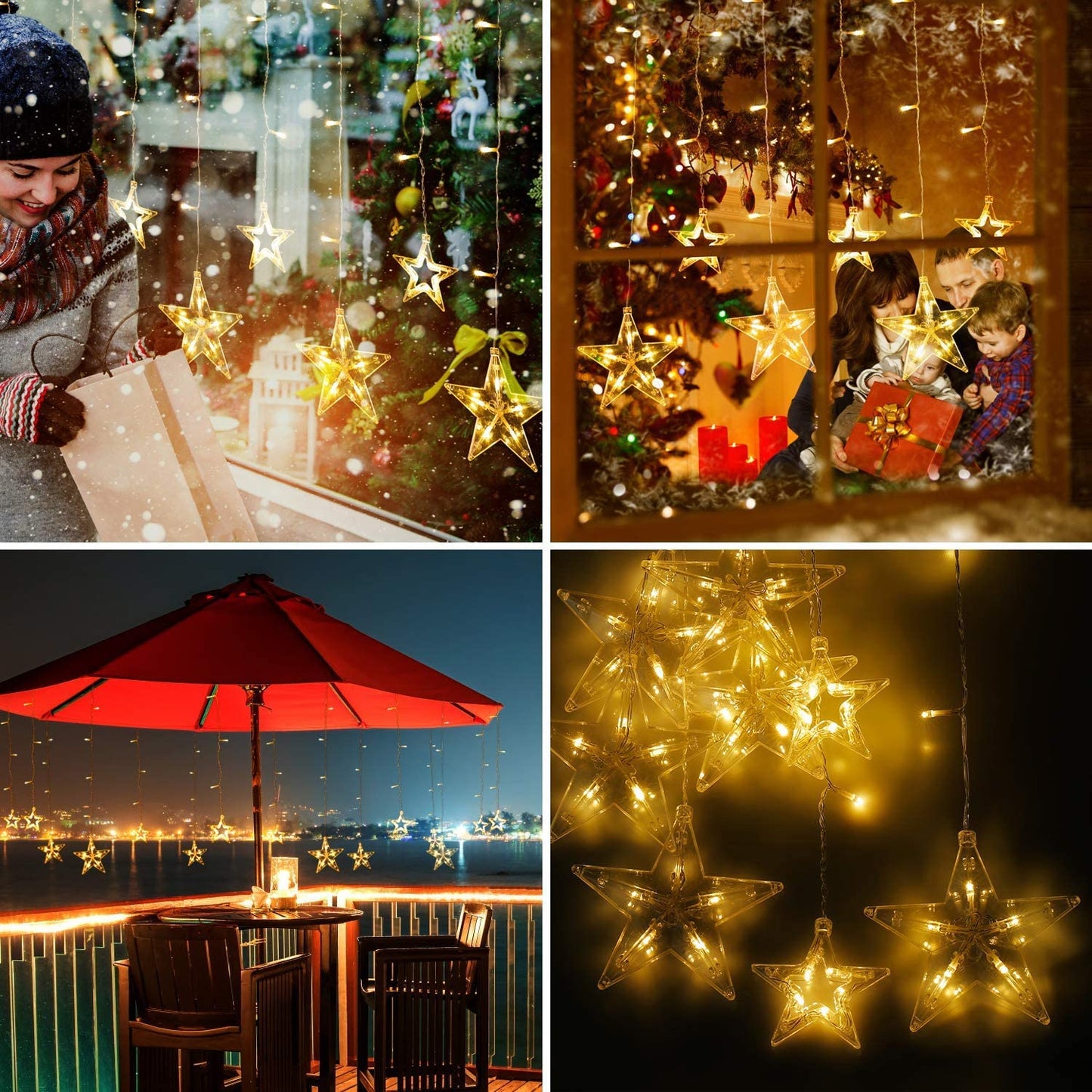 Window Curtain Lights 8 Mode Outdoor Indoor Plug in Fairy String Lights