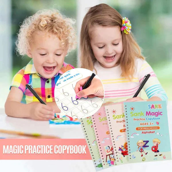 Magic Practice Copybook for Kids (4 Book + 1 Pen + 10 Refill + 1 Grip) Magic  Book for Kids (KDB-2380043) - KDB Deals