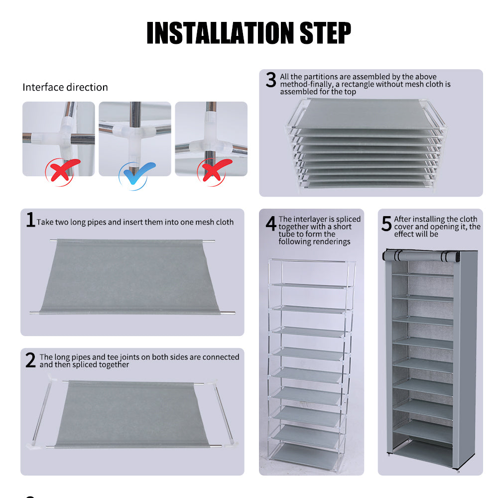 6 Layer Shoe Rack Shelf With Fabric Cover