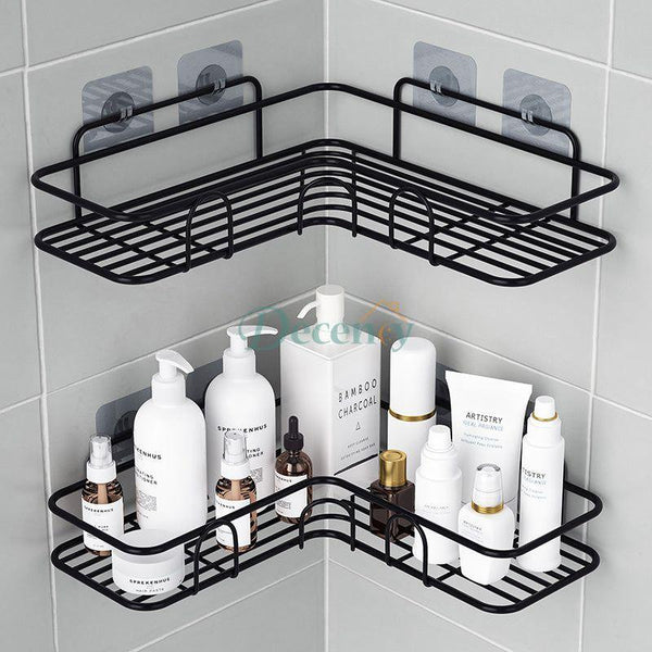 Wall Mounted 3m Sticker Bathroom Shelves Corner Storage Rack – Decency