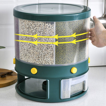 360 Degree Rotary 6-Grids Button Funnel Design Rice Dispenser