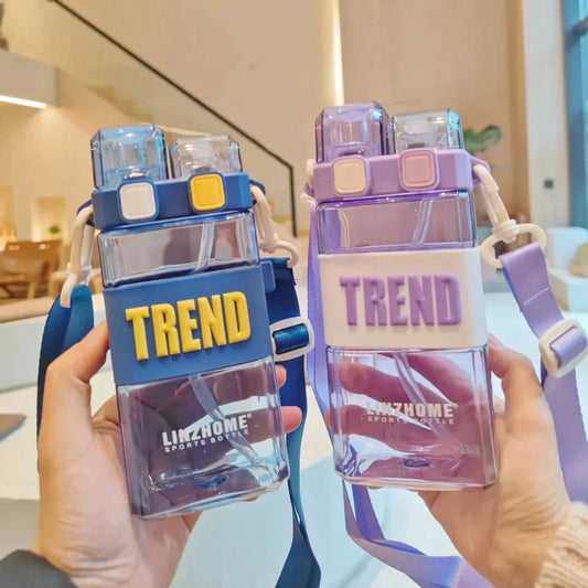 TREND 2 in 1 water bottle with straw and open cap - 520ml