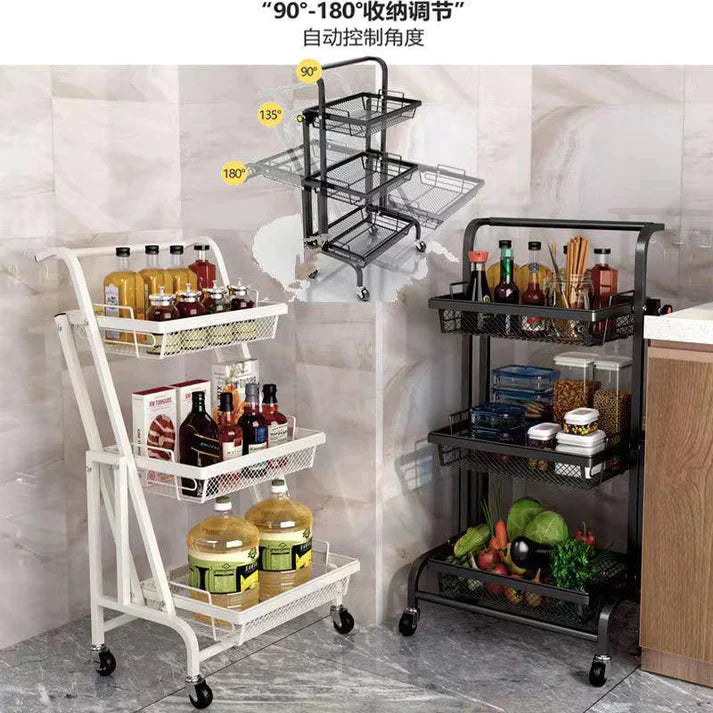 3-Tier Kitchen Fruits And Vegetables Folding Storage Rack