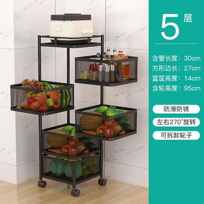 Kitchen Vegetable Rotating Trolley | Square Shape